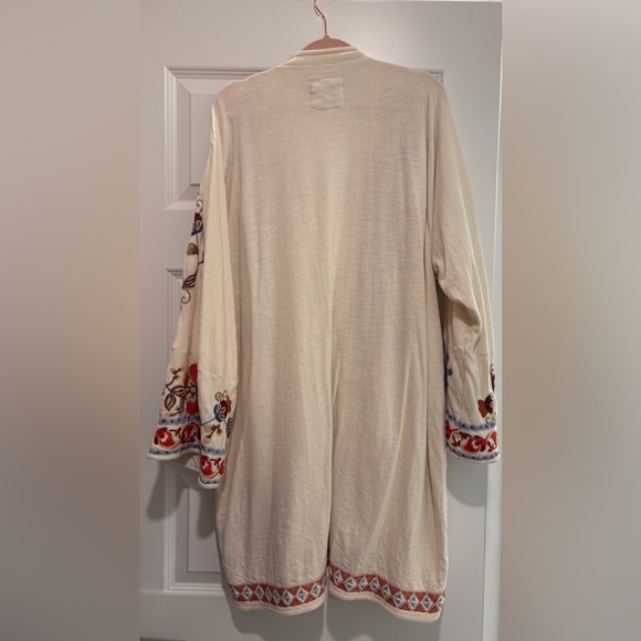 Johnny Was Cream Cardigan with Red and Blue Floral Embroidery-Limited Edition - Picture 3 of 11
